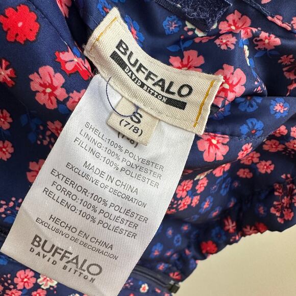 Reversible Vest Floral Buffalo David Bitton 7 8 Girls Blue Floral Sherpa Fleece - Picture 10 of 10